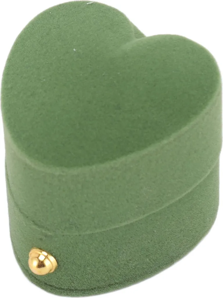 Scatola per anelli a forma di cuore squisito romantico piccolo coperchio di flanella per la proposta di matrimonio di fidanzamento verde