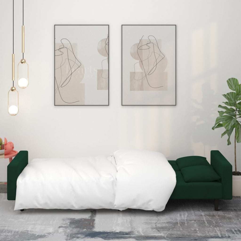 "Winterschlussverkauf "Schlafsofa - CLORIS - Bettsofa eleganten Design - 2-Sitzer mit 2 Kissen Dunkelgrün Samt - 220 x 84,5 x 69 cm - DEMöbel8436203