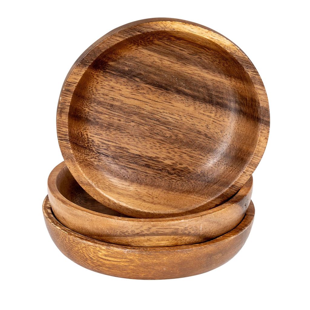 3er Set Teller Akazie Ø10cm Holzteller Dipschale Produktbild 