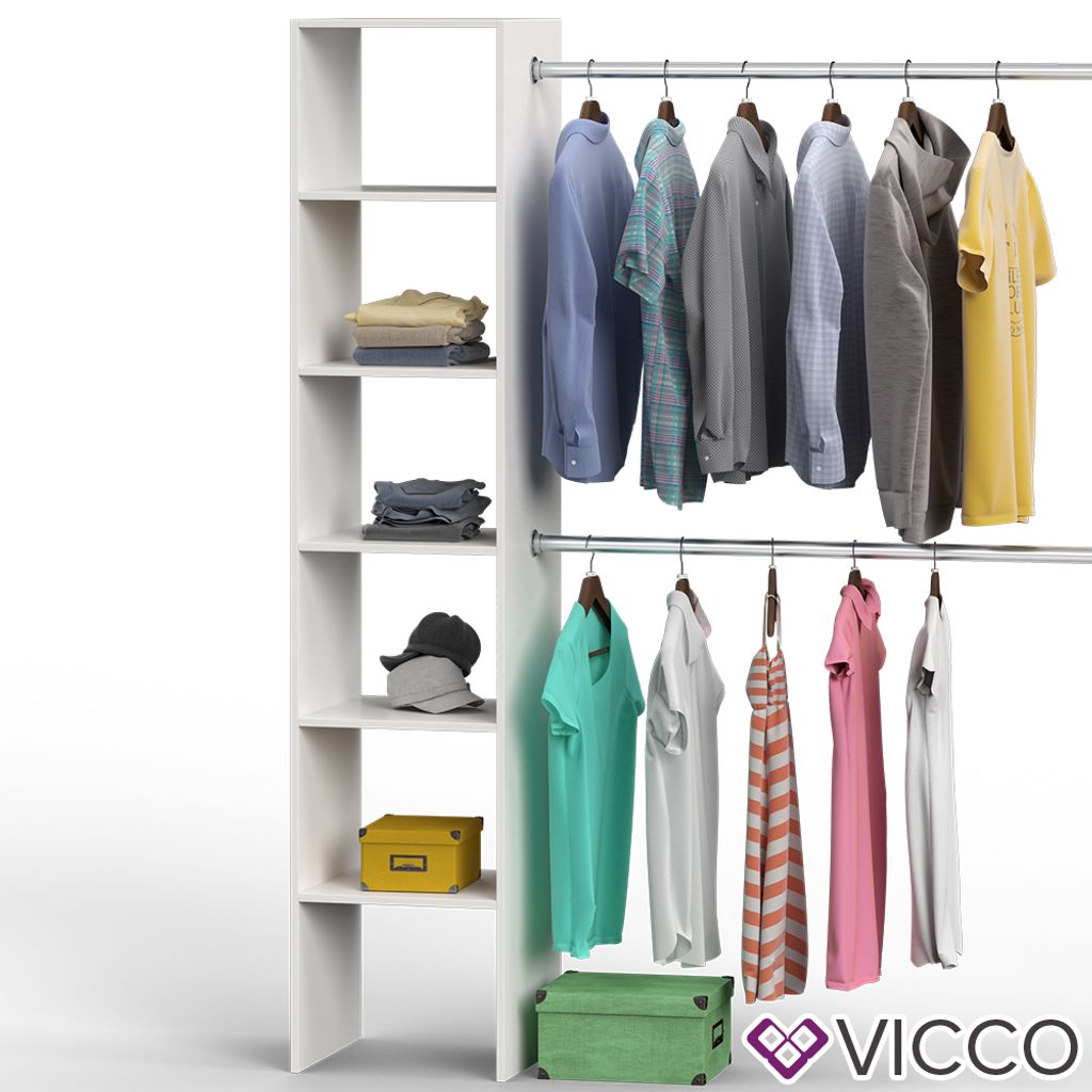 vicco kleiderschrank offen begehbar regal kleiderständer schrank weiß  garderobe