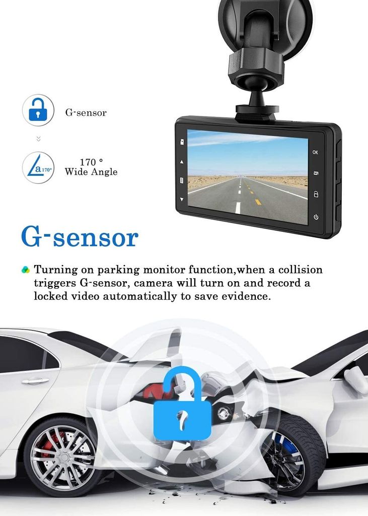 Chortau Dashcam Autokamera Auto FullHD 1080P Vorne, 170° Produktbild 4
