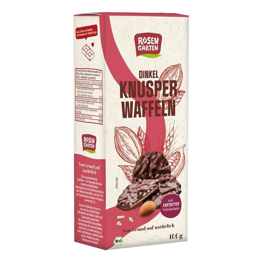 Dinkel Knusperwaffeln - Zartbitter 100g Produktbild 