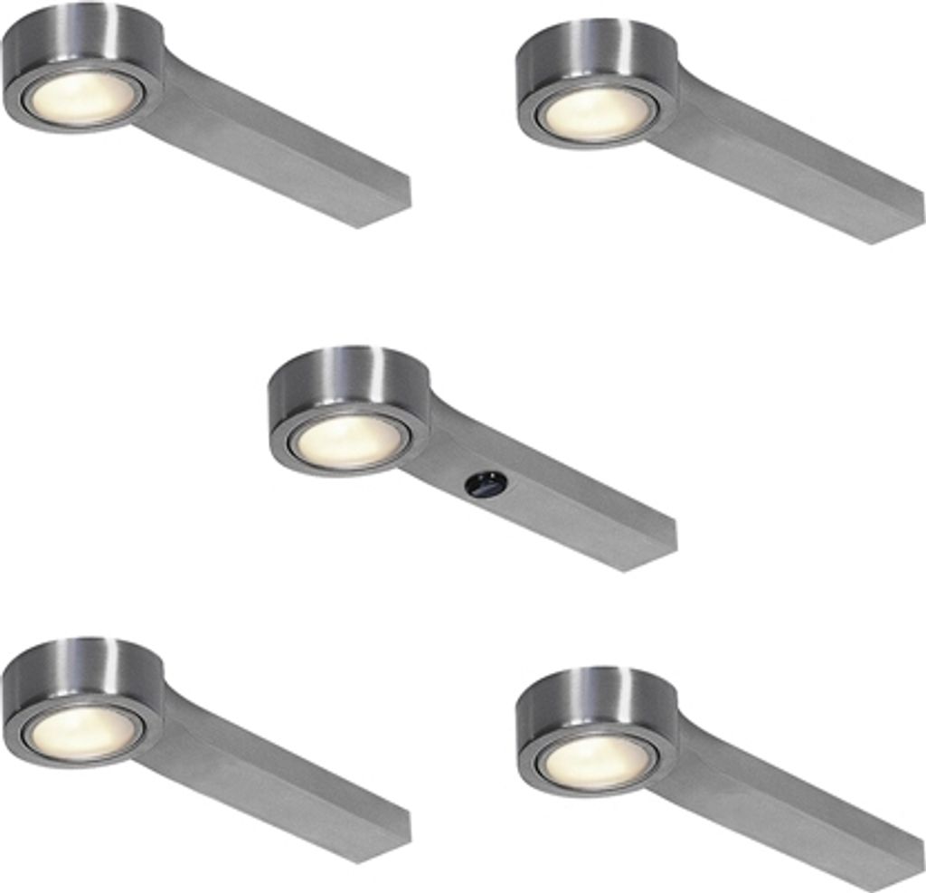 THEBO 5-fach Beleuchtungsset LED 89 mit Hauptschalter warmweiß 3500 Kelvin 2,8 Watt, A+ / Küchenleuchten / Küchenlampen / Oberschrankleuchten