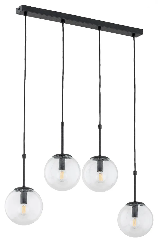Grande Suspension Noire 4 Lampes SEBIA en Métal 90 cm Style Industriel