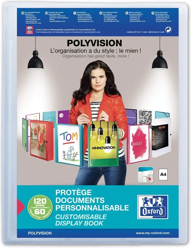 Album de présentation A4 Oxford Polyvision pour dossiers et rapports 60 pochettes