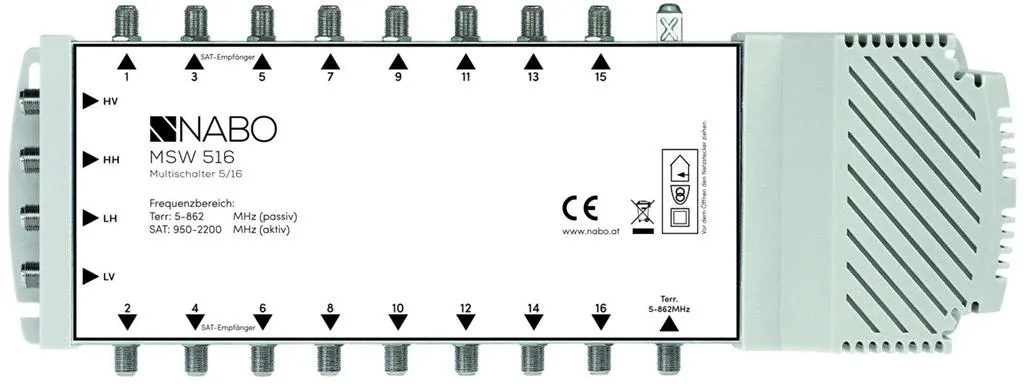 Multiswitch NABO MSW 516 NT installation satellite pour 16 décodeurs
