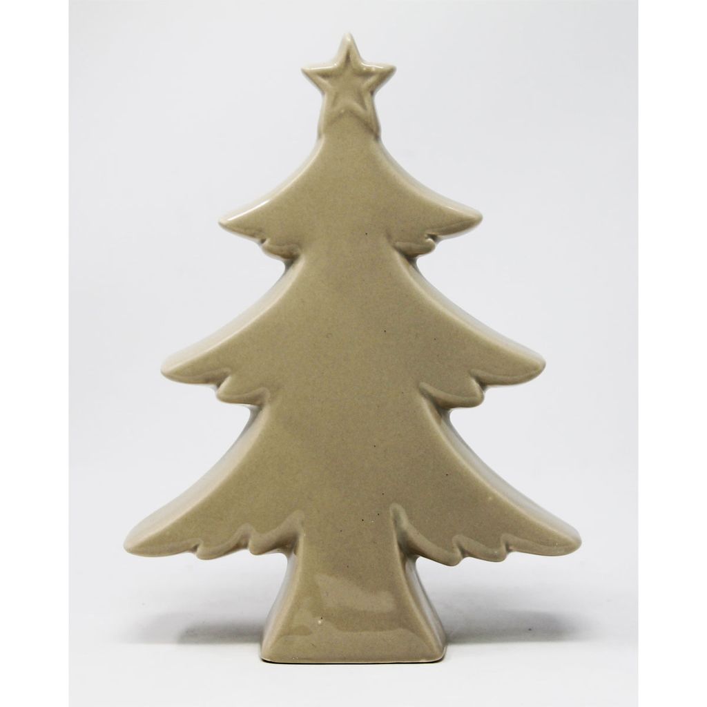 Weihnachtstanne aus Keramik beige grau Dekoweihnachtsbaum H 25cm