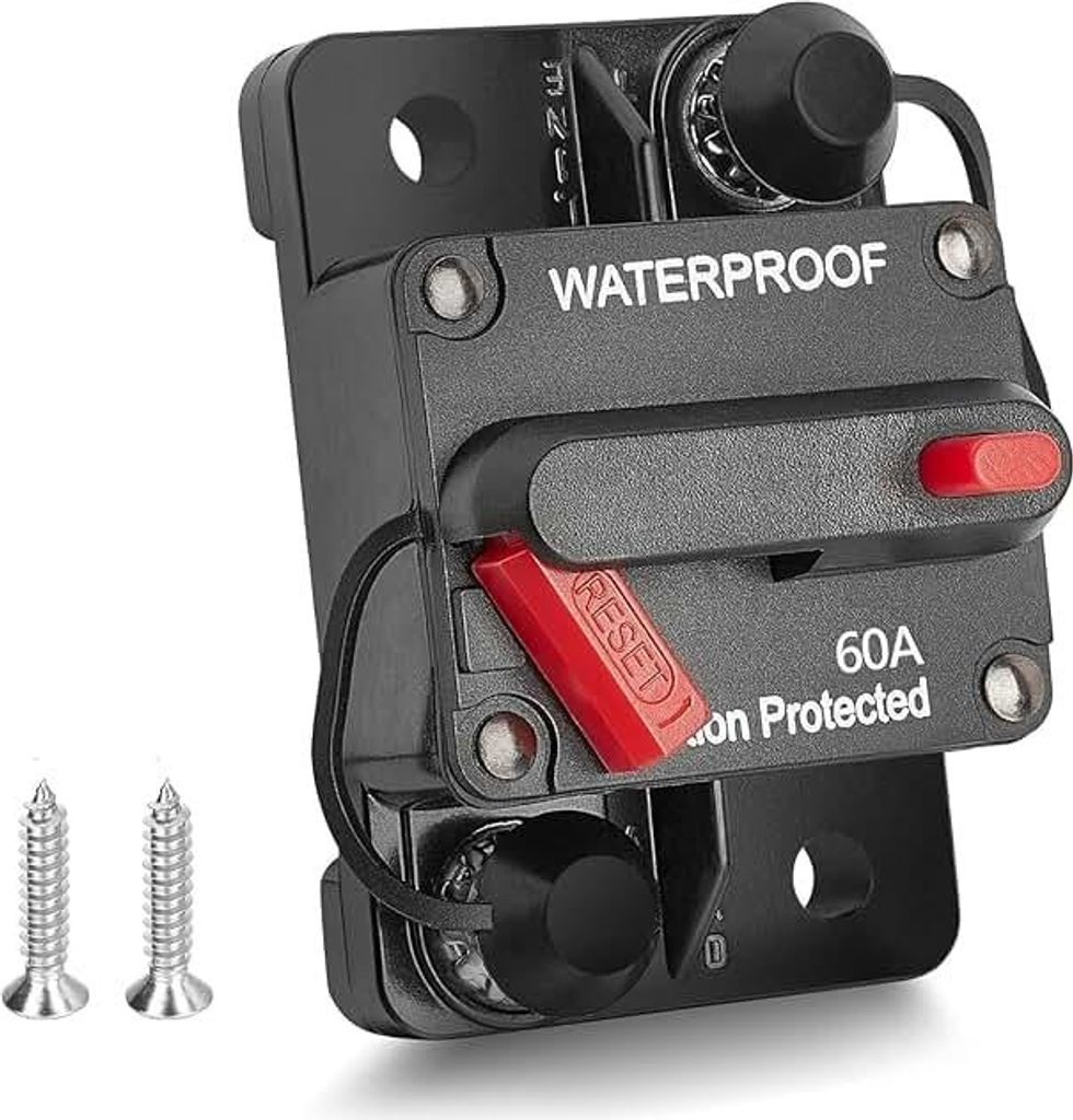RED WOLF 60A Schutzschalter mit Manueller Reset Sicherungshalter Wasserdicht kfz Leistungsschalter für Auto Boot Wohnmobil LKW Audio Motor 12-48V ...