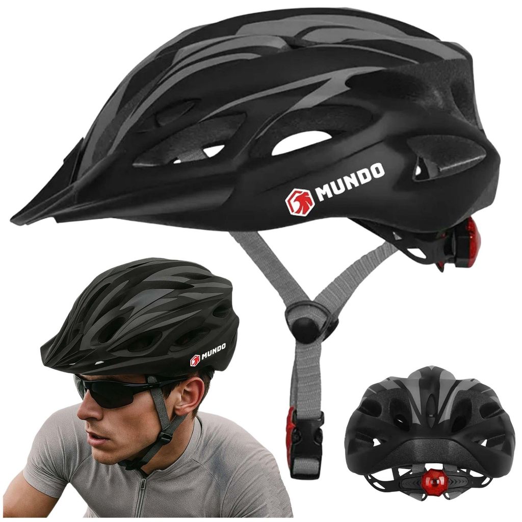 MUNDO® - Kask Rowerowy Na Rower Mundo (Czarny) Męski Damski Zdjęcie produktu 