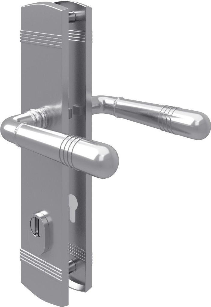 Profilzylinder Schutzbeschlag Chrom glänzend Sicherheitsbeschlag Kernziehschutz Türdrücker Drücker / Drücker DIN 10/92