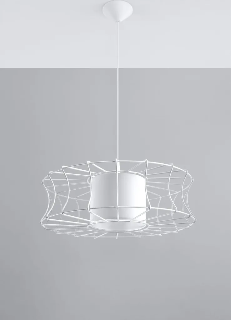 Suspension cage acier blanc 100 cm - Structure métallique géométrique