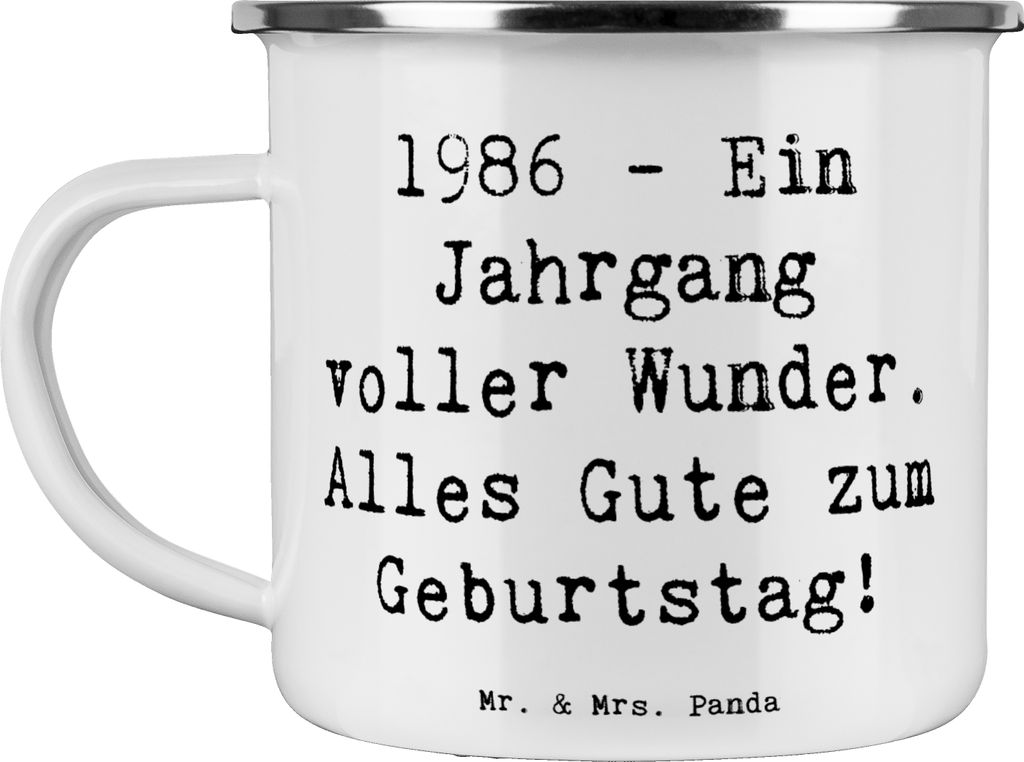 Mr. & Mrs. Panda Teetasse Spruch 1986 Geburtstag Wunder - Weiß - Geschenk, Geburtstagsgeschenk, Haferl, becher emaille, Pott, Erinnerungen, Blecht...