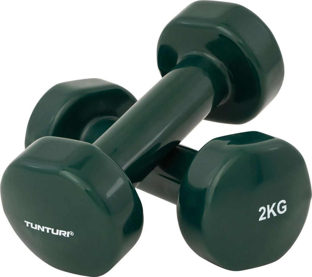 Tunturi Kurzhantel-Set, farbige Hanteln mit 2 x 2 kg, Vinyl, Stahlhanteln