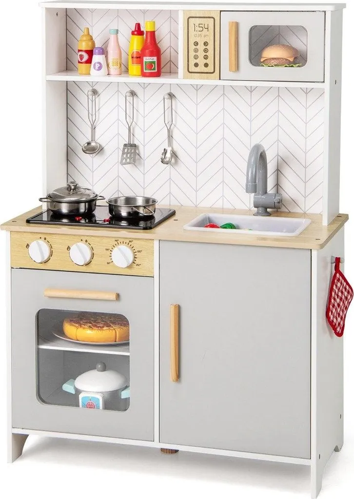 Grande dinette en bois pour enfant avec évier et accessoires de cuisson