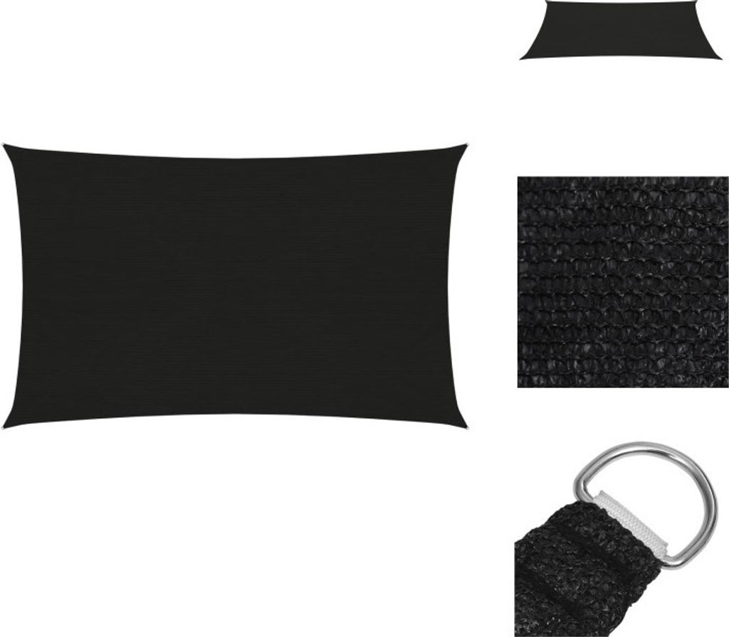 vidaXL Sonnensegel 160 g/m² Schwarz 2x4 m HDPE - Sonnenschirme & Sonnenschutze