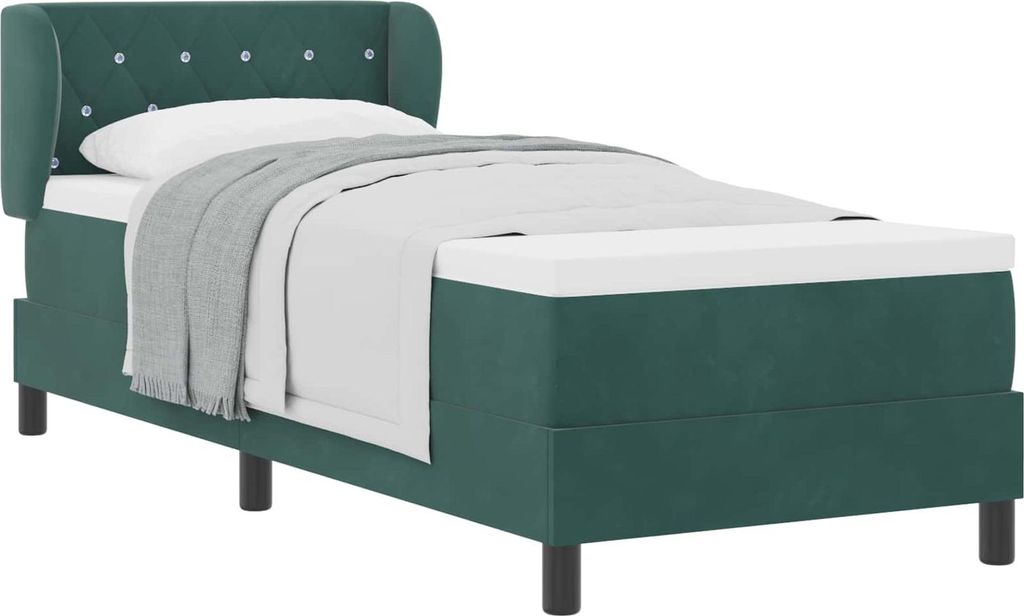 Boxspringbett mit Kopfteil Dunkelgrün 80 x 200 cm Samt
