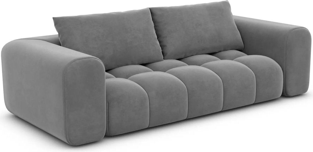 Samtstoff 3-Sitzer Couch Lavera Dunkelgrau
