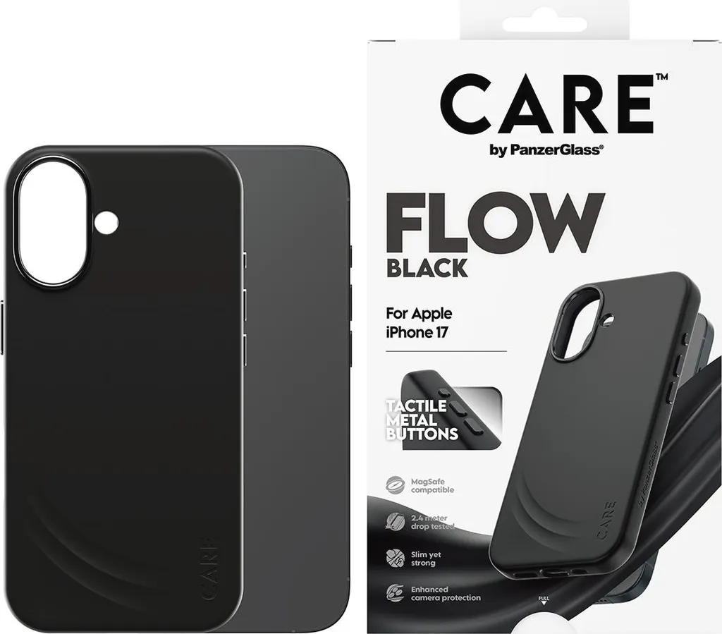Custodia Panzerglass Flow MagSafe iPhone 17 Nero - Protezione Top