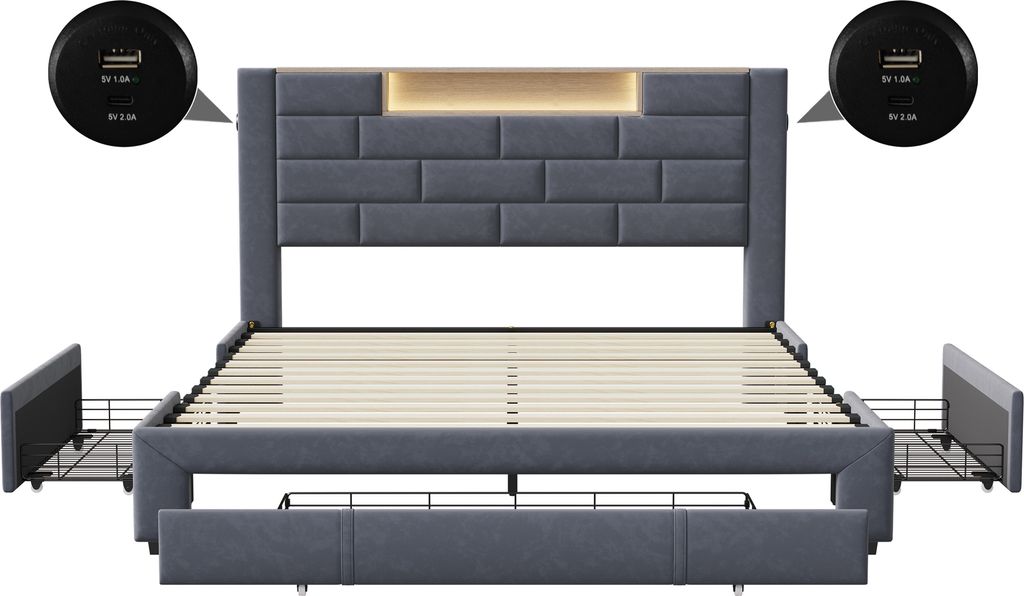 Čalouněná postel ProximaX 160x200 cm s funkcí nabíjení Obrázek produktu 
