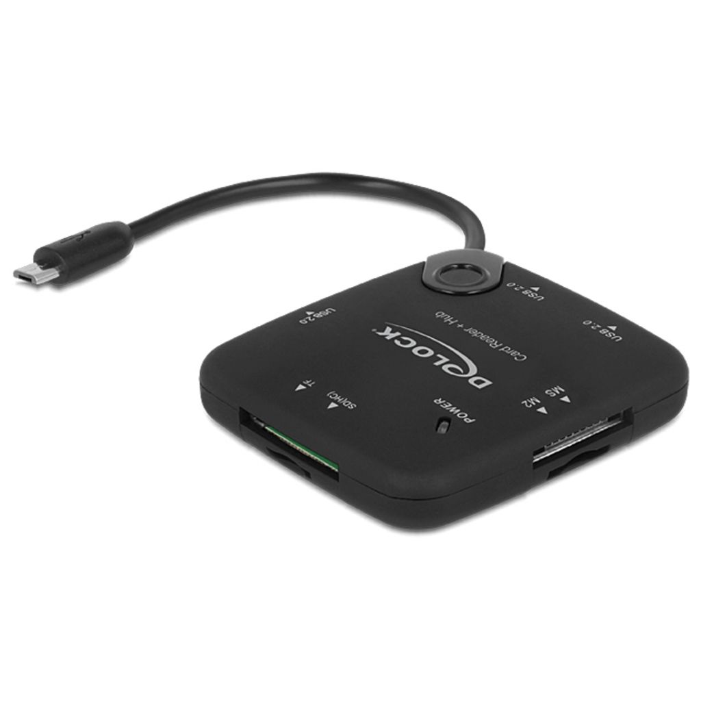 DELOCK Card Reader USB micro B -> 4in1 +3-Port Hub OTG extern
