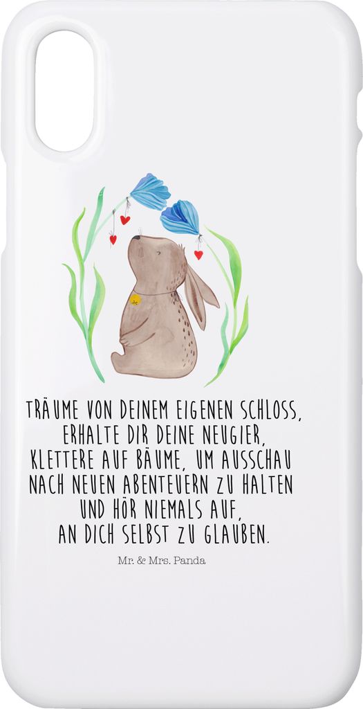 Mr. & Mrs. Panda Iphone 10 Handyhülle Hase Blume - Weiß - Geschenk, Träume, Hülle, Kaninchen, Handy, Geburt, Ostern, Geburtstag, Cover, Taufe, X