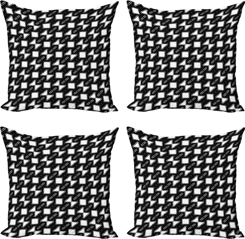 ABAKUHAUS Geometrisch Kissenbezug Set (4 Stück), Polygonal abgerundete Formen, Moderner Doppelseitiger Digitaldruck, 60 cm x 60 cm, Charcoal Grau ...