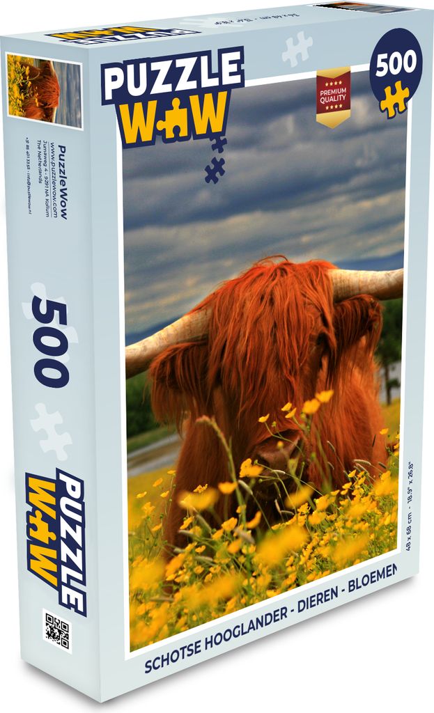 MuchoWow Puzzle 500 Teile Schottischer Highlander - Tiere - Blumen - 500 Teile - Kinder - Selberbauen - Puzzlespiele