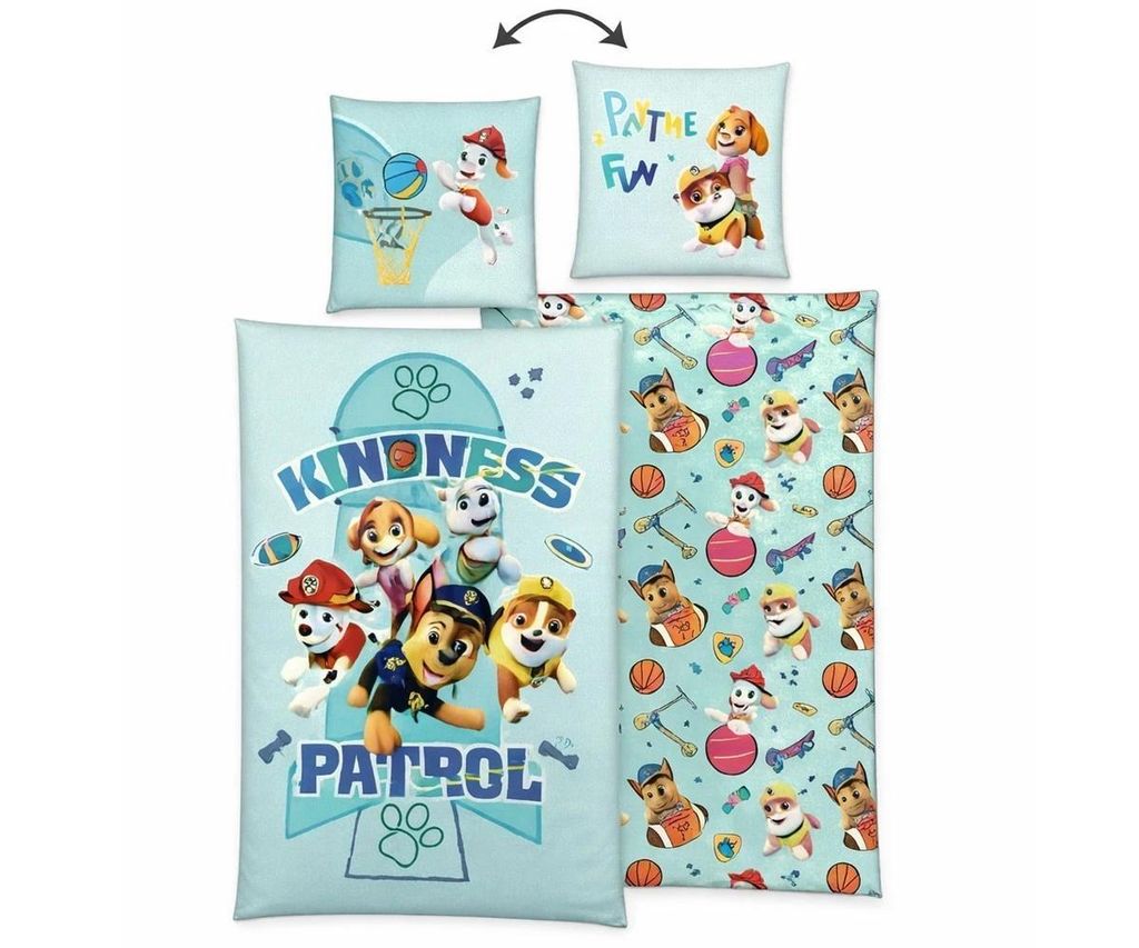 PAW Patrol Kinder Bettwäsche 135x200 cm + 80x80 cm | 100% Baumwolle | Renforcé | Wendemotiv