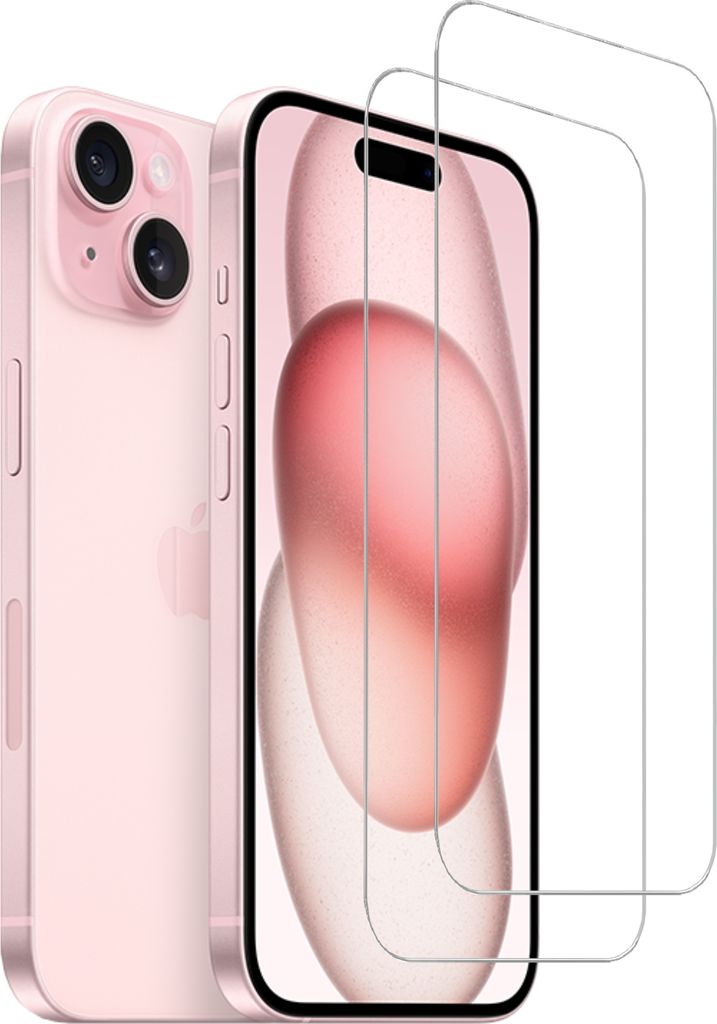 Panzerfolie Displayschutz 2er Pack Bildschirmfolie Hartglas für Apple iPhone 15 passend
