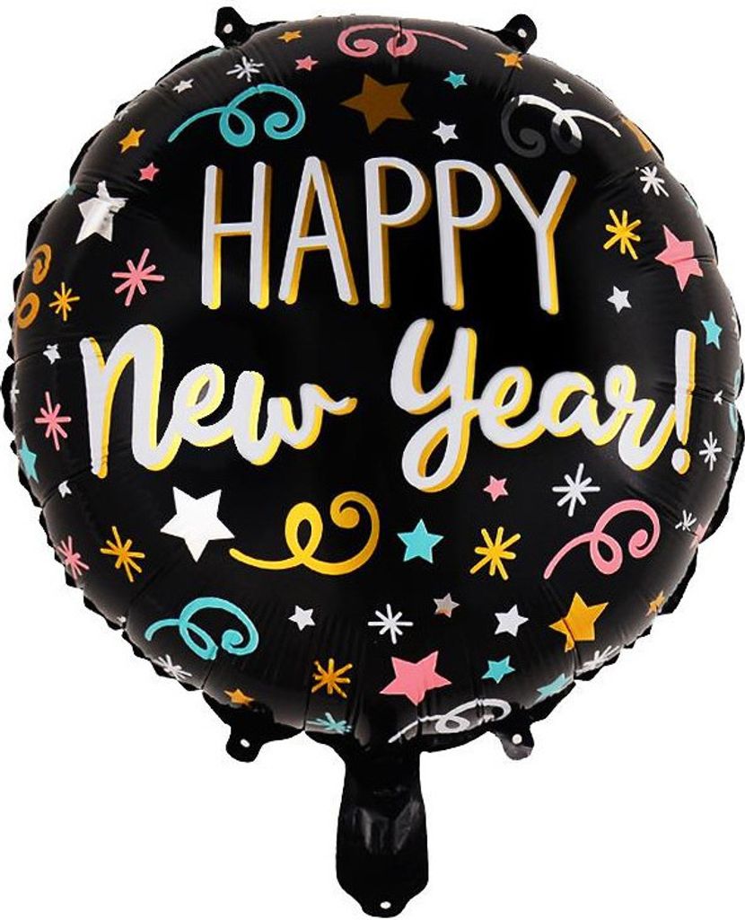 Oblique Unique Folien Luftballon rund Happy New Year Ballon Produktbild 