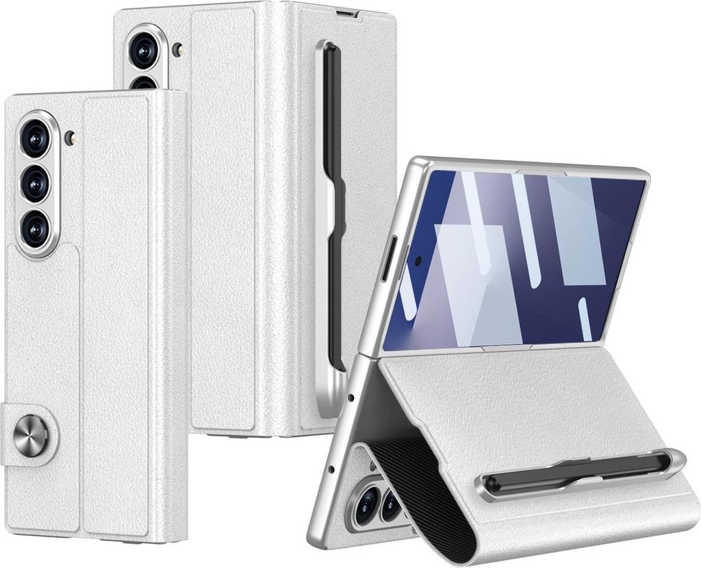 Für Samsung Galaxy Z Fold7 GKK Integrierte Flip Lederhülle Stifthalter Silber