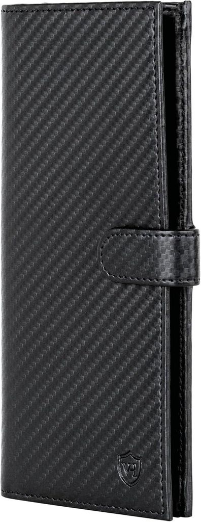 VON HEESEN Leder Geldbörse RFID-Schutz, Damen & Herren Portemonnaie aus echtem Leder, Wallet mit Münzfach, Geldbeutel Schwarz Carbon, hochwertig