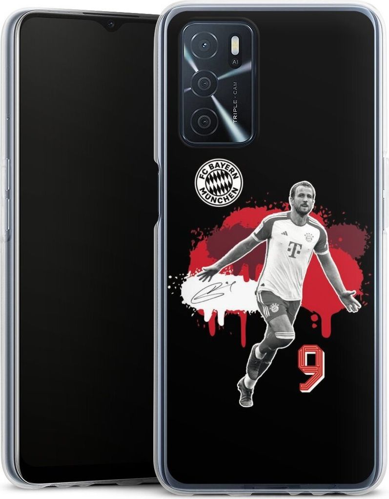DeinDesign Handyhülle für Oppo A16 4G Silikon Hülle Case Smartphone Schutzhülle FC Bayern München Offizielles Lizenzprodukt Harry Kane