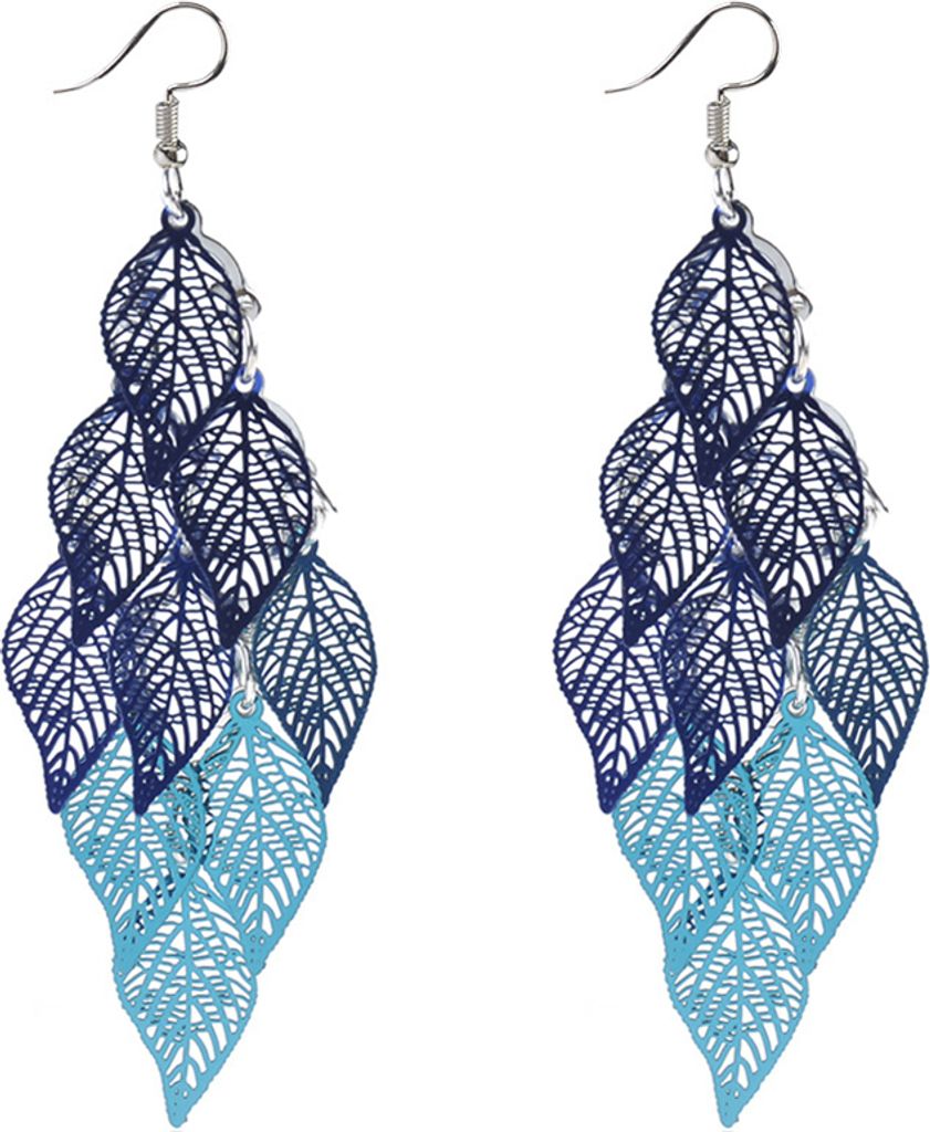 Dame bunte mehrschichtige hohle Blatt elegante Haken Ohrringe Schmuck Dekor-5#