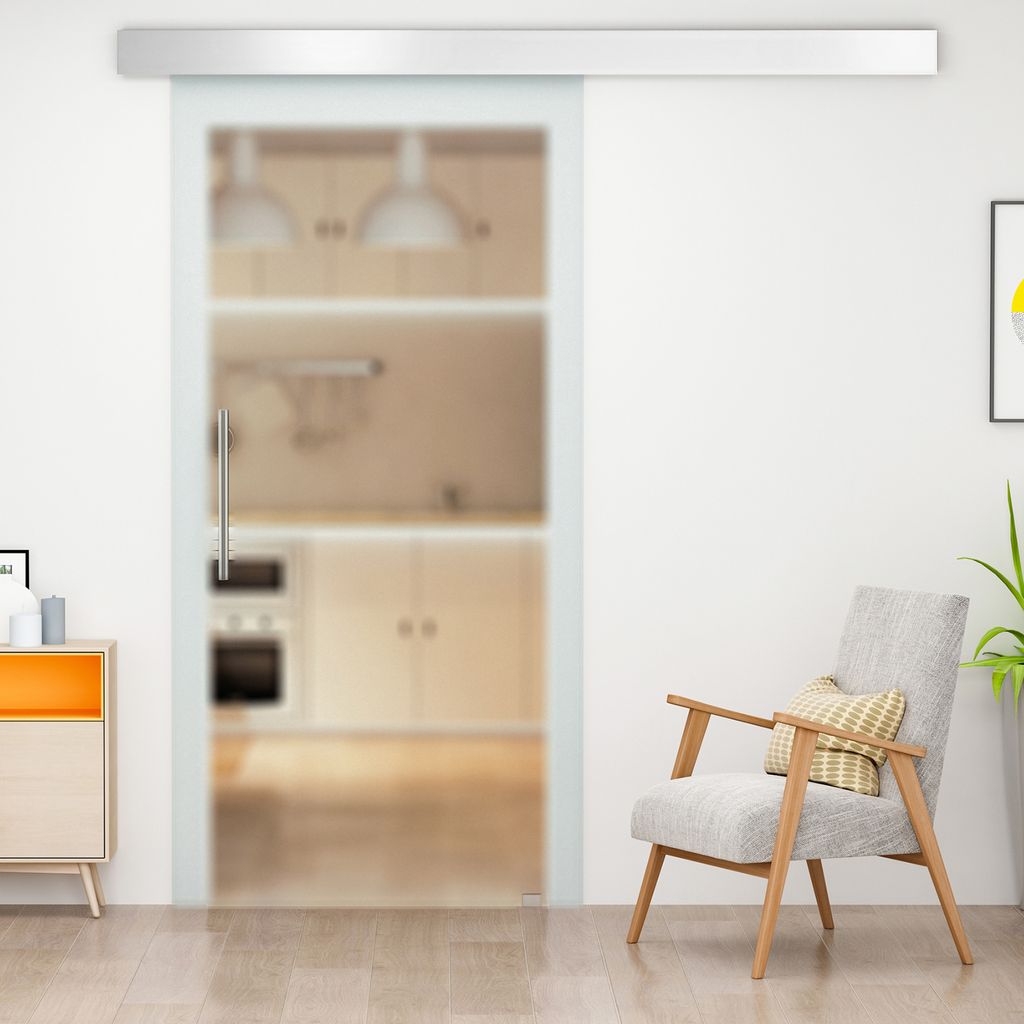 HOMCOM Glasschiebetür Schiebetür Tür Zimmertür mit Produktbild 2