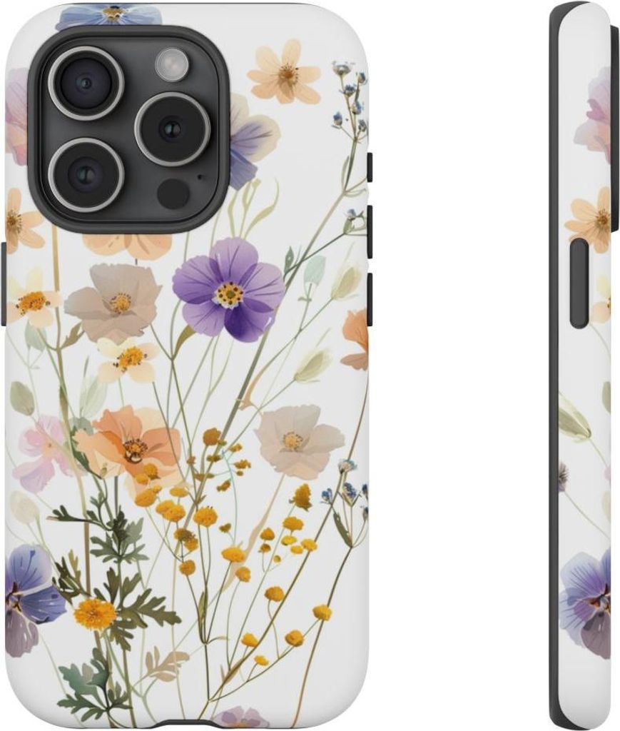 Zarte Wildblumen in Pastell – Handyhülle Kompatibel mit iPhone 15 Pro