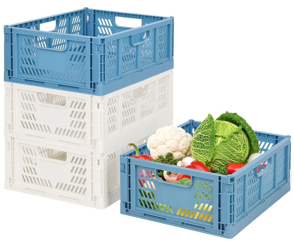 Set mit 4 Aufbewahrungsboxen aus Kunststoff, Regalkörben, faltbaren Aufbewahrungsboxen, Küchenkörben, Schubladeneinsätzen, stapelbaren Aufbewah...