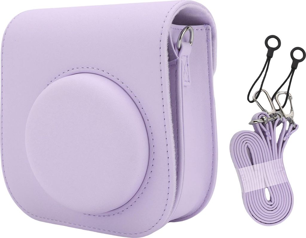 Schutzhülle passend für Fujifilm Mini12 Mini11 Kamera, Kunstleder, sofortige Aufbewahrungstasche mit Schultergurt, Lila