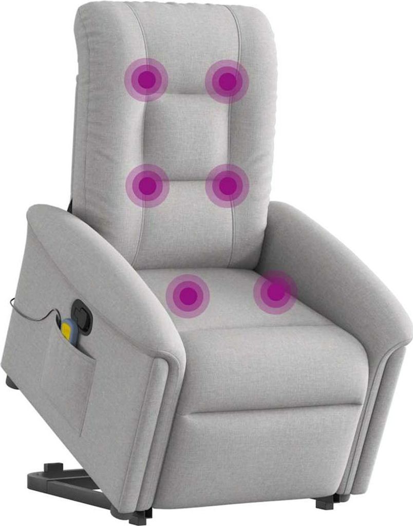 vidaXL Massagesessel mit Aufstehhilfe Wolkengrau Stoff