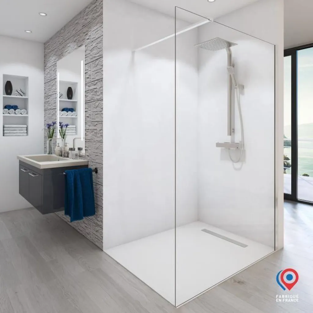 Paroi de douche AURYS BALEARES 198x100cm verre 6mm clair fixe