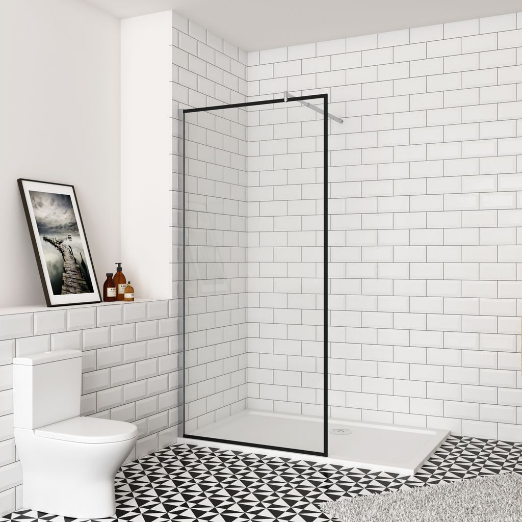 Duschabtrennung Walk In Dusche (1180-1200mm)120x200 cm Duschtrennwand 8mm Nano Glas Duschwand mit 70-120cm Stabilisator