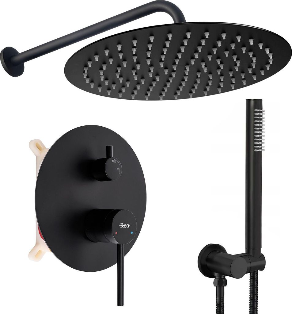 Rea Inbouw Regendoucheset Foss Clif Black + Box Productafbeelding 
