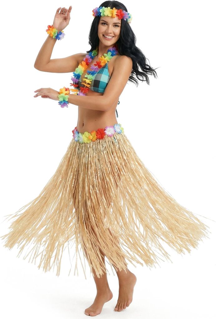 Hawaii Rock Bastrock Kostümzubehör lang beige-bunt - Einheitsgröße