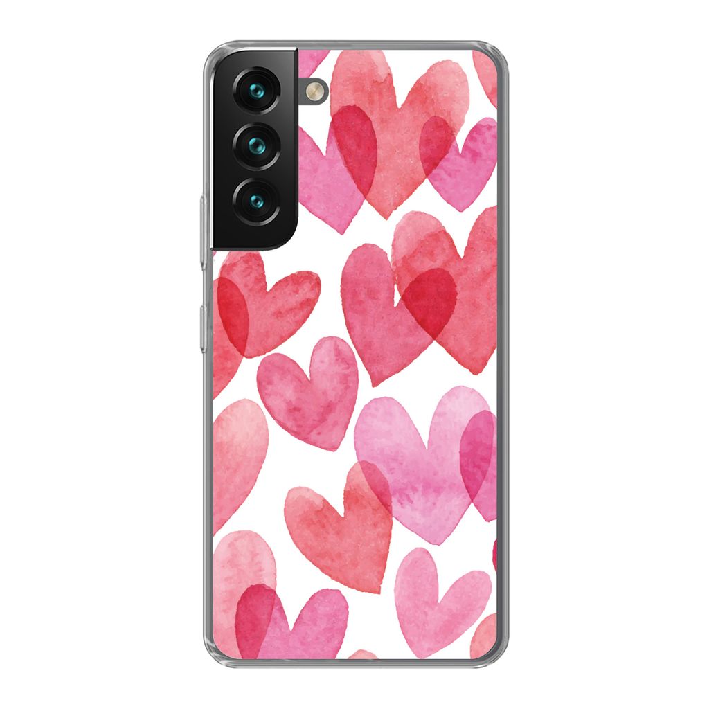 MuchoWow Handyhülle Schutzhülle Hülle für Samsung Galaxy S22 Plus Ein Aquarell mit Herz-Illustration Silikon Softcase Handy Hülle - Schutzab...