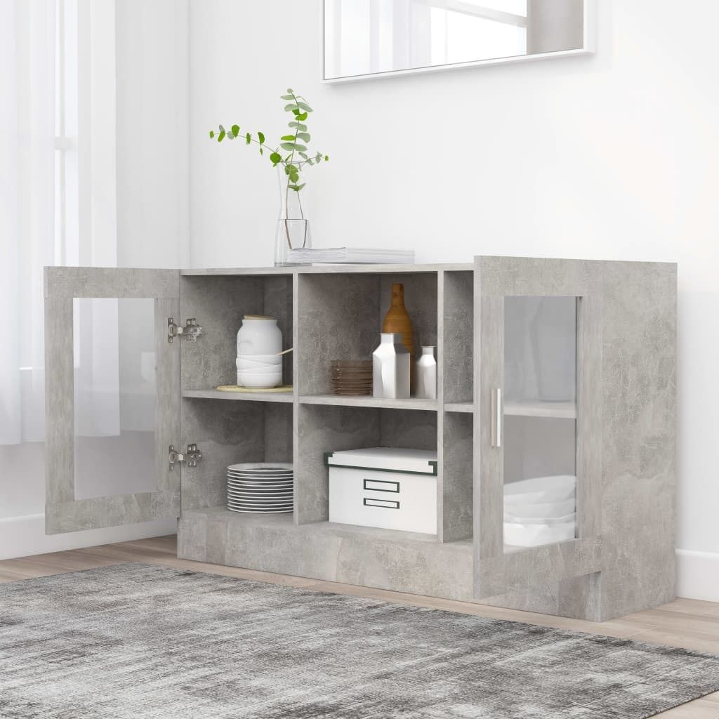 "Winterschlussverkauf " Vitrinenschrank Betongrau 120x30,5x70 cm Holzwerkstoff NeuMöbel 1338875