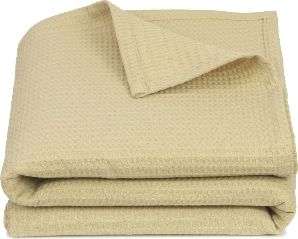 Kuscheldecke in 150x200 cm knitterarme und atmungsaktive Couchdecke in beige, Waffelmuster