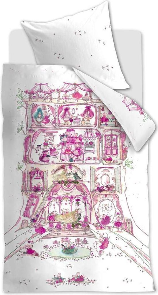 Beddinghouse x Hanneke de Jager Bettwäsche Mousehouse_Pink_DE_UV_135x200 135 x 200 cm + 1x 80 x 80 cm 1 Bettbezug, 1 Kissenbezug