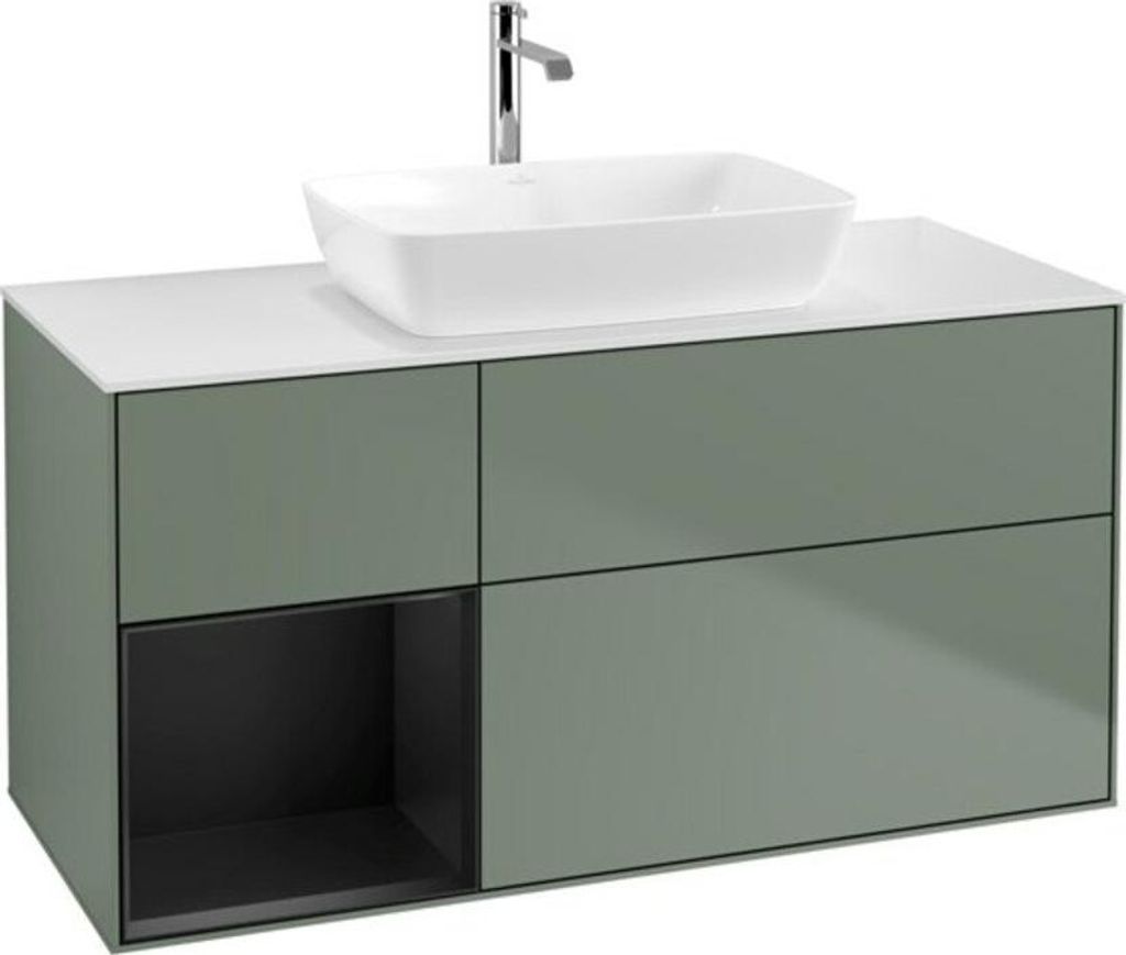 V&B Waschtischunterschrank Finion 120cm, Pl w m, Reg bla m Lac, Oli. m Lac