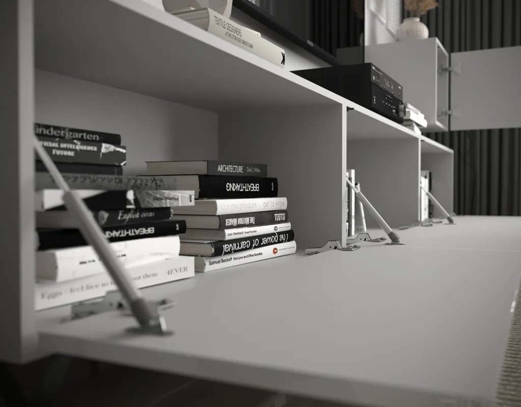 Meuble TV mural pour salon moderne, longueur 226 cm finition bois