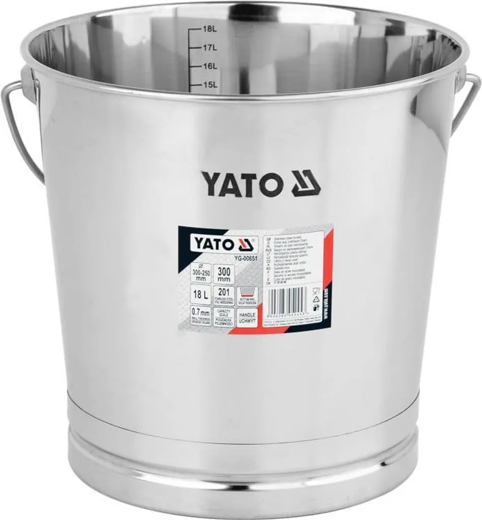 Seau de ménage inox 18L ultra résistant avec anse de transport solide